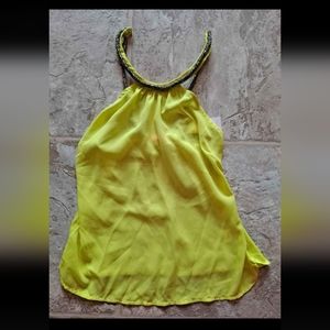 Yellow beaded halter top sz S NWT